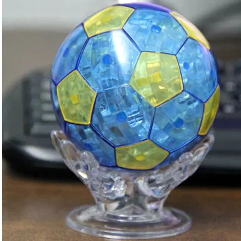 

New Design DIY Football Soccer Ball Model 3D Crystal Puzzle Jigsaw,Blue Yellow Novelty Puzzles for Children Free Shipping