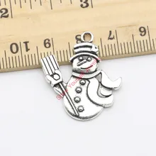 Jakongo 10 pçs tibetano prata chapeado natal boneco de neve encantos pingentes para fazer jóias diy artesanal artesanato 29x25mm