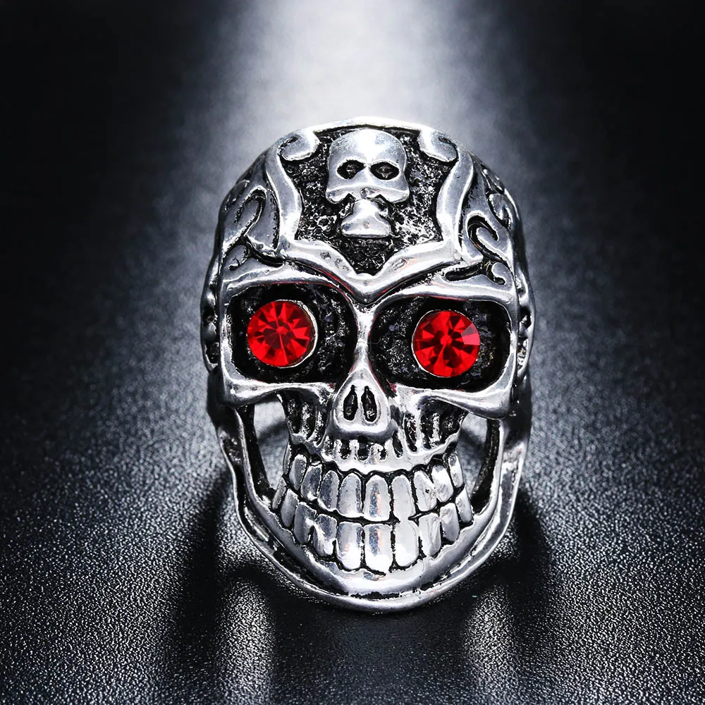 

Men&Women Fashion Hip Hop Gothic Dragon Skull Biker Ring Rock Punk Jewelry Antique Silver Floral Totem Skull Ring Drop Shipping
