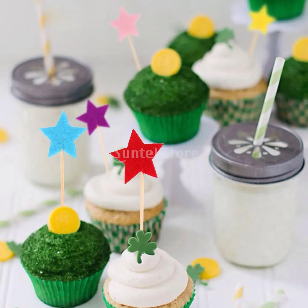

50pcs Star Pattern Food Picks Party Toothpick Cupcake Cocktail Decor