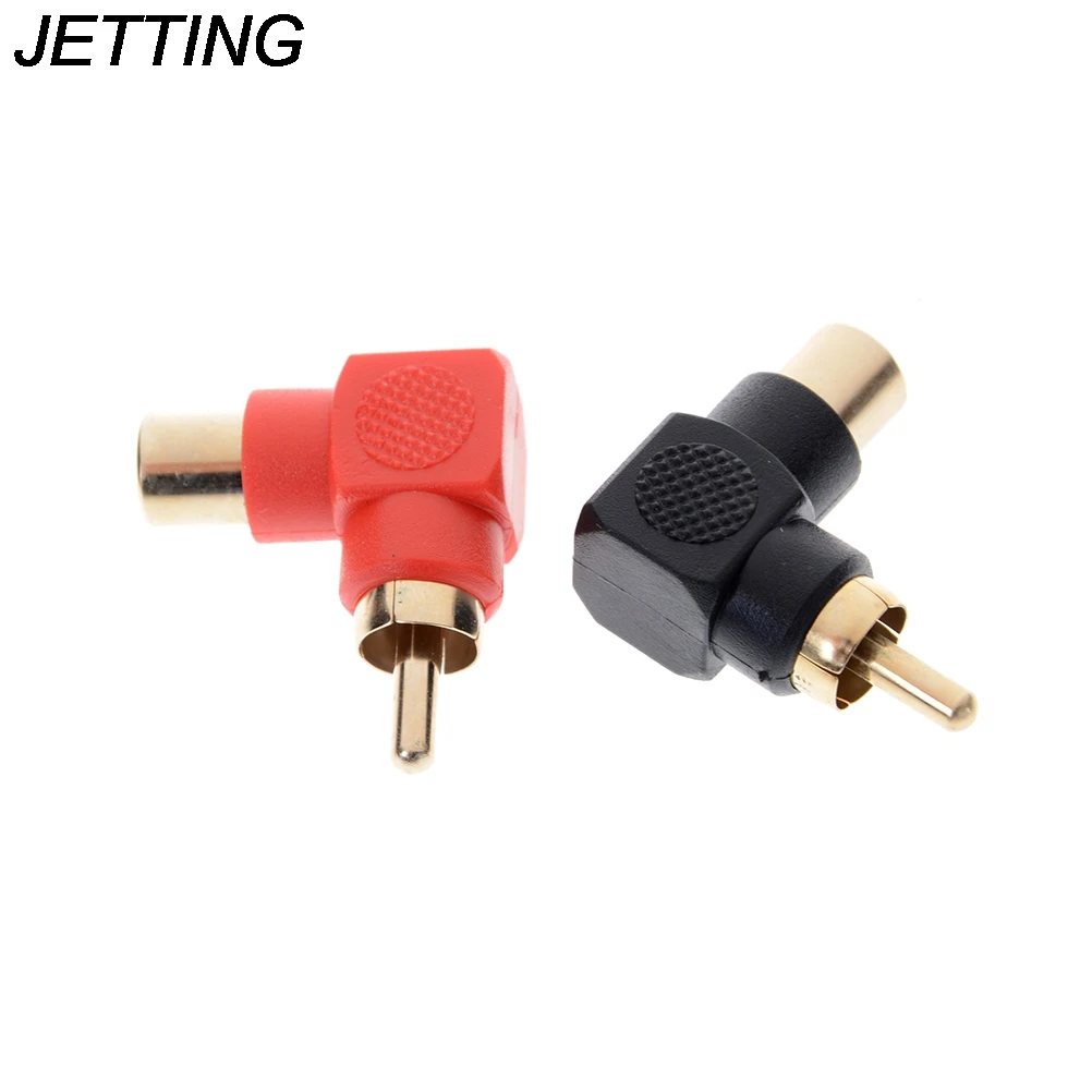 

JETTING 1 PCS Red/Black 90Degree RCA Right Angle Male to Female Phone Adapters AV Plug Connector