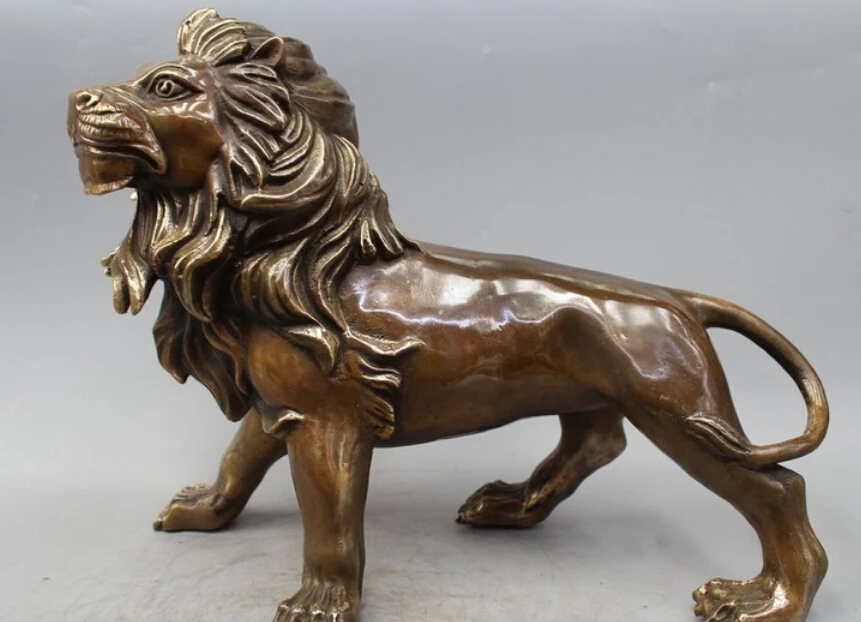 

R0717 Details about 12" Chinese Fengshui Bronze ferocious Fu Foo Dog Guardion Lion Running Statue B0403