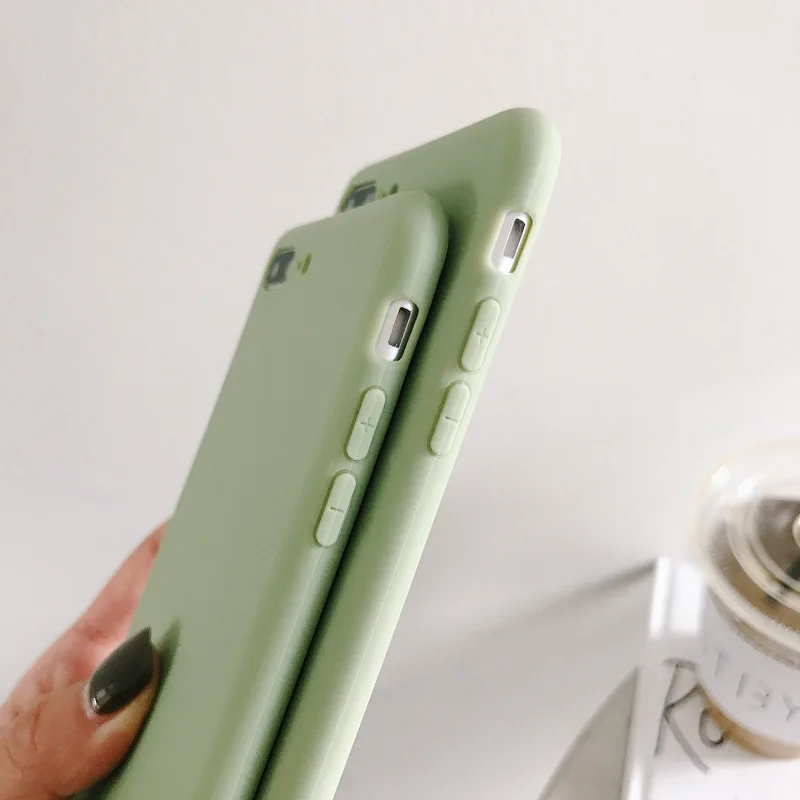 

Simple Solid Color For Iphone 66S 6P78 8P X Xs Xr Xsma Matcha Green Soft Tpu Phone Case