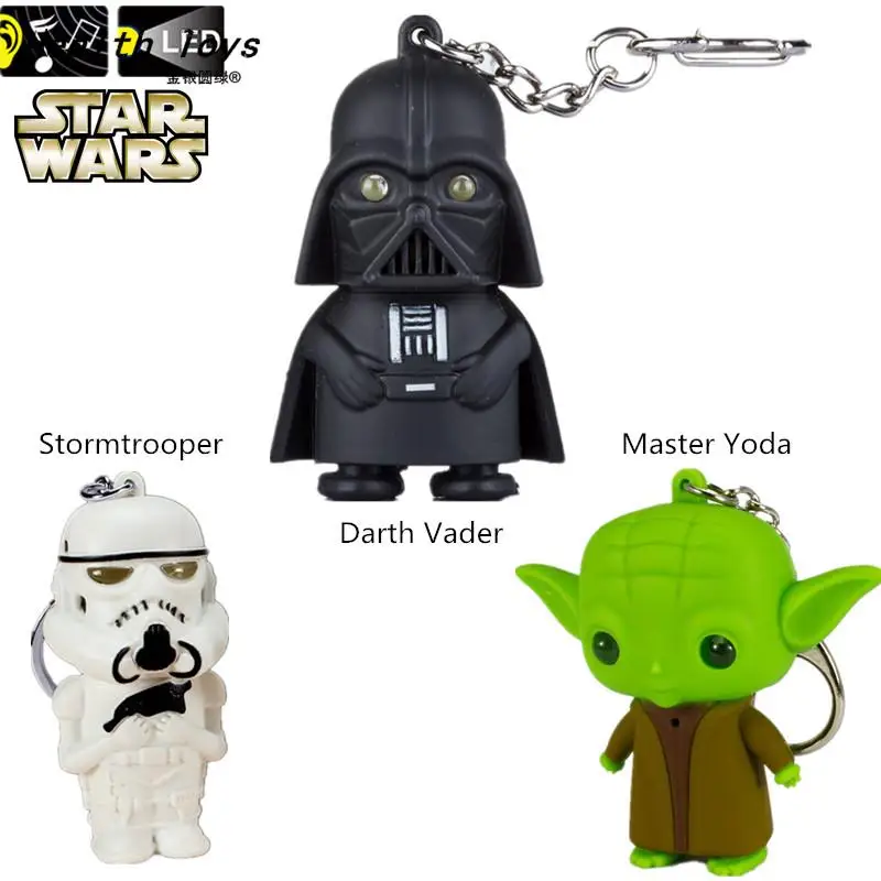 

LED Flashlight keychain Darth Vader Star war yoda keychains Anakin Skywalker figure keychains