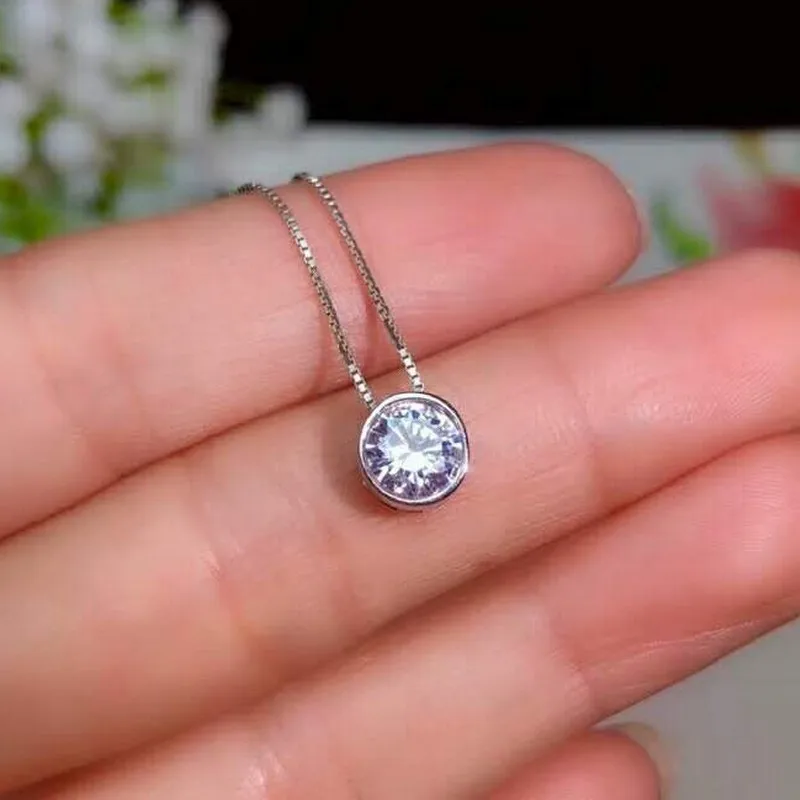 Самый блестящий драгоценный камень 2 карат moissanit бриллиантовые Подвески s925 стерлингового серебра классические ювелирные украшения для женщин 8 мм белый драгоценный камень