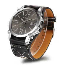 À la mode Classique CRRJU hommes Analogique Chiffres Romains robe femmes montres À Quartz Montre avec Faux Bracelet En Cuir (noir) pour unisexe