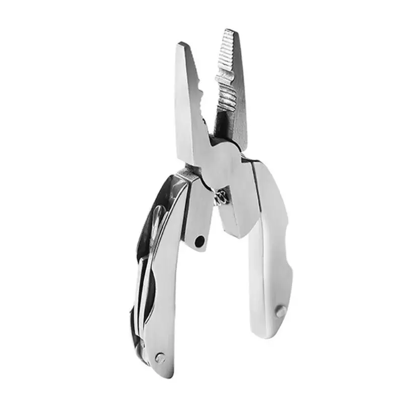 Multifunction Mini Folding Pliers Crimping Tool With Knife Screwdriver Stainless Steel Keychain