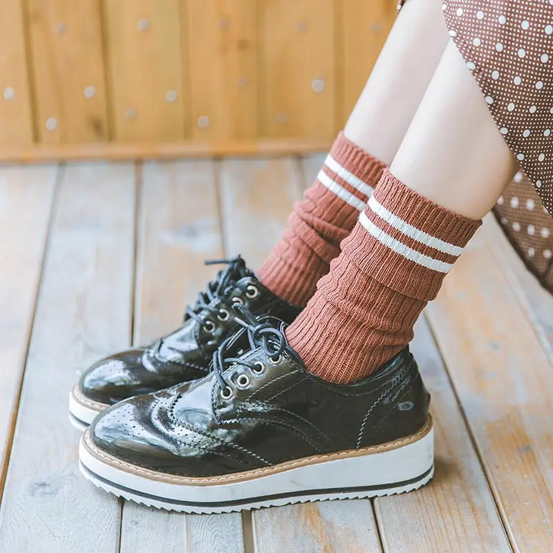 CHAOZHU, классические корейские модные свободные носки, женские, 2, полосатые, повседневные, хлопковые, вязаные, мягкие, в школьном стиле, женские, ребристые, Базовые носки