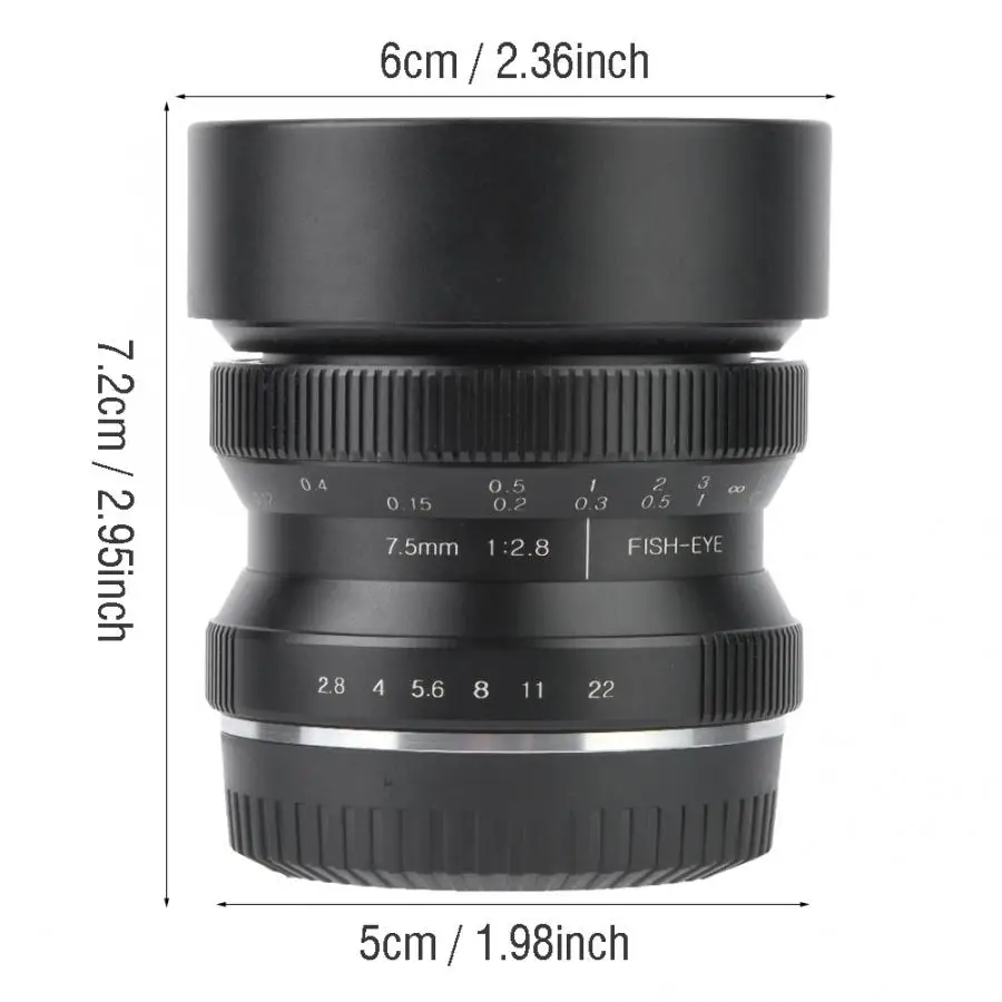 7,5 мм f2.8 супер широкий угол 180 Рыбий глаз ручной фокус объектив для sony E крепление для Canon EF-M для Fuji FX для M/3 беззеркальных камер