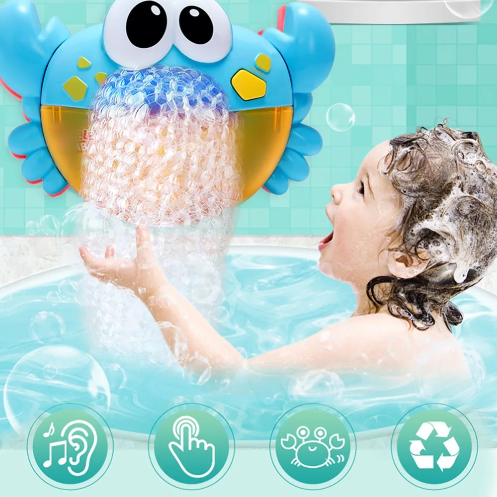 

2 Colors Plastic Crab Bubble Machine Fun Bath Music Summer toys Bubble Maker Pool Swimming Bathtub Baby Bath Shower Toys child