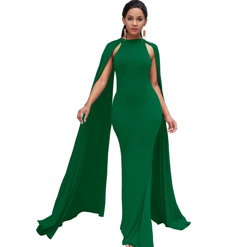 Женские элегантные вечерние платья с рукавами-крылышками, облегающее летнее красное зеленое Черное длинное платье макси vestidos mujer