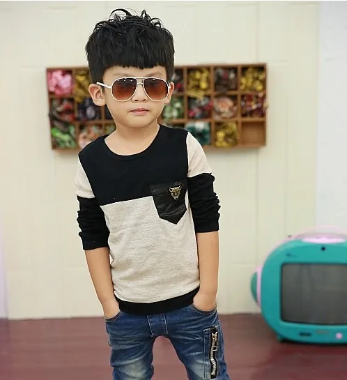 Korean Fashion Boys T Shirt Pure Cotton Pocket Best Quality Children ...