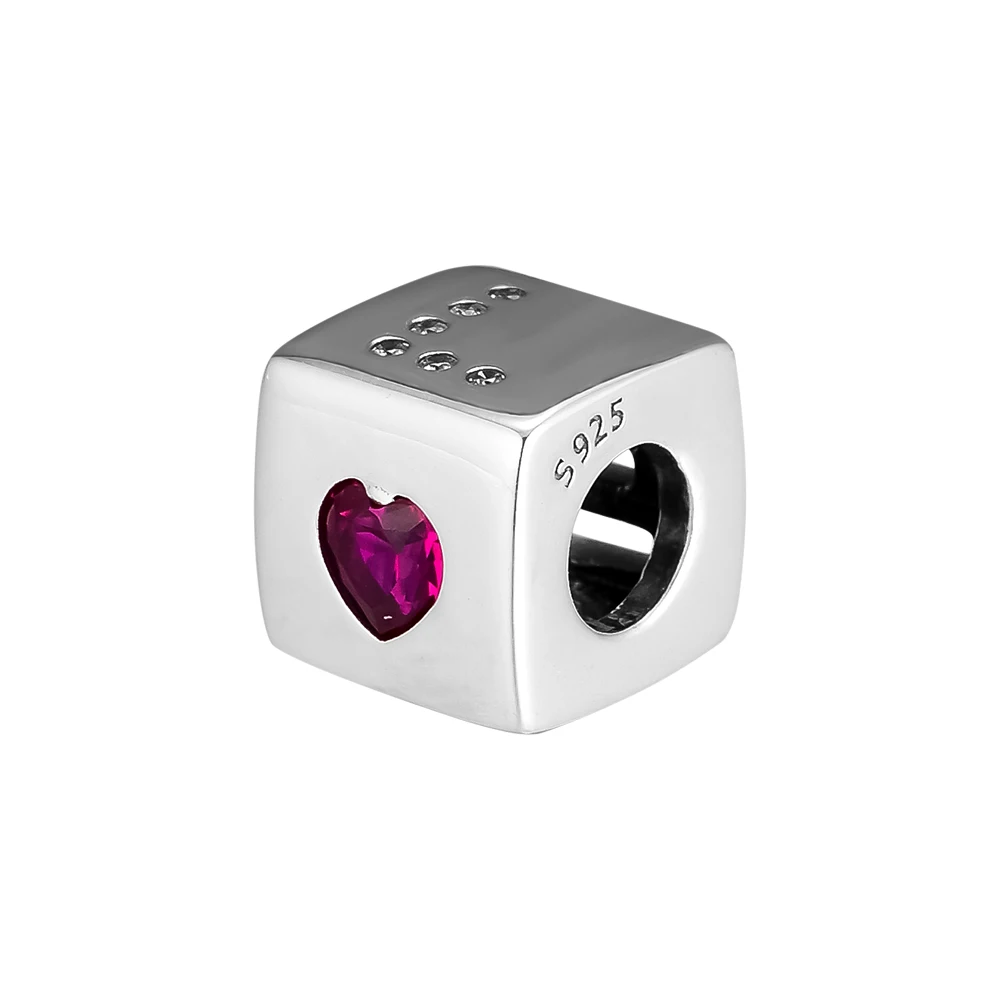 

Fandola Beads Charms Silver 925 Original Fit Bracelet Necklace Love Dice Charm Bead for jewelry Making kralen perles