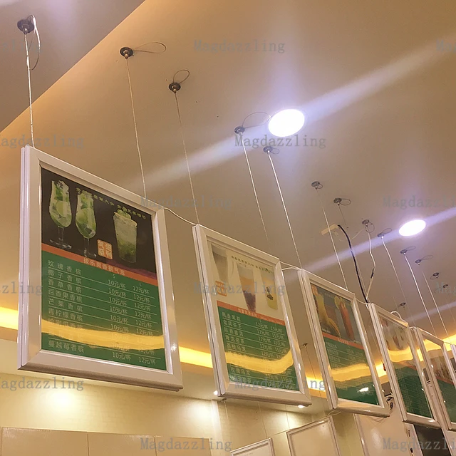 A1 Ceiling Hanging Double Sided Aluminum Snap Frame Led Edge Lit A1 Ceiling Hanging Double Sided Aluminum Snap Frame Led Edge Lit Advertising Light Box Two Sides Display Bo