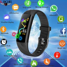 LIGE Ip67 Waterproof Smart Bracelet Sports Smart Bracelet Fitness Heart Rate Blood Oxygen Monitor Pedometer Smart Wristband+Box