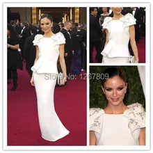 Шапка класса люкс рукава белые вечерние наряды Длинные атласные хрустальные бисерные прямые платья знаменитостей на заказ