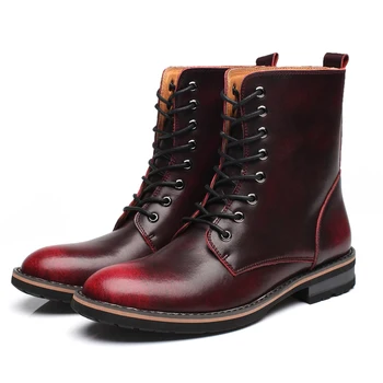 

GRAM EPOS 2019 Winter New Retro fashion High-top Shoes Warm Plus Velvet Two-layer Leather Color Boots Men's Boots Tooling