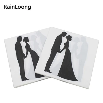 

[RainLoong] Printed Wedding Paper Napkins Bride & Groom Tissue Printed Napkin Decoration 33*33cm 5packs (20pcs/pack)