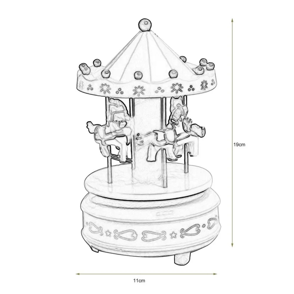 Merry-go-круглая деревянная музыкальная шкатулка игрушка детская игра домашний декор карусельная лошадка музыкальная шкатулка Рождество Свадьба День рождения подарок