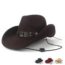 Винтажная Женская и Мужская шерстяная открытая западная ковбойская шляпа с откатными полями для джентльменов, Черная кепка для джаза