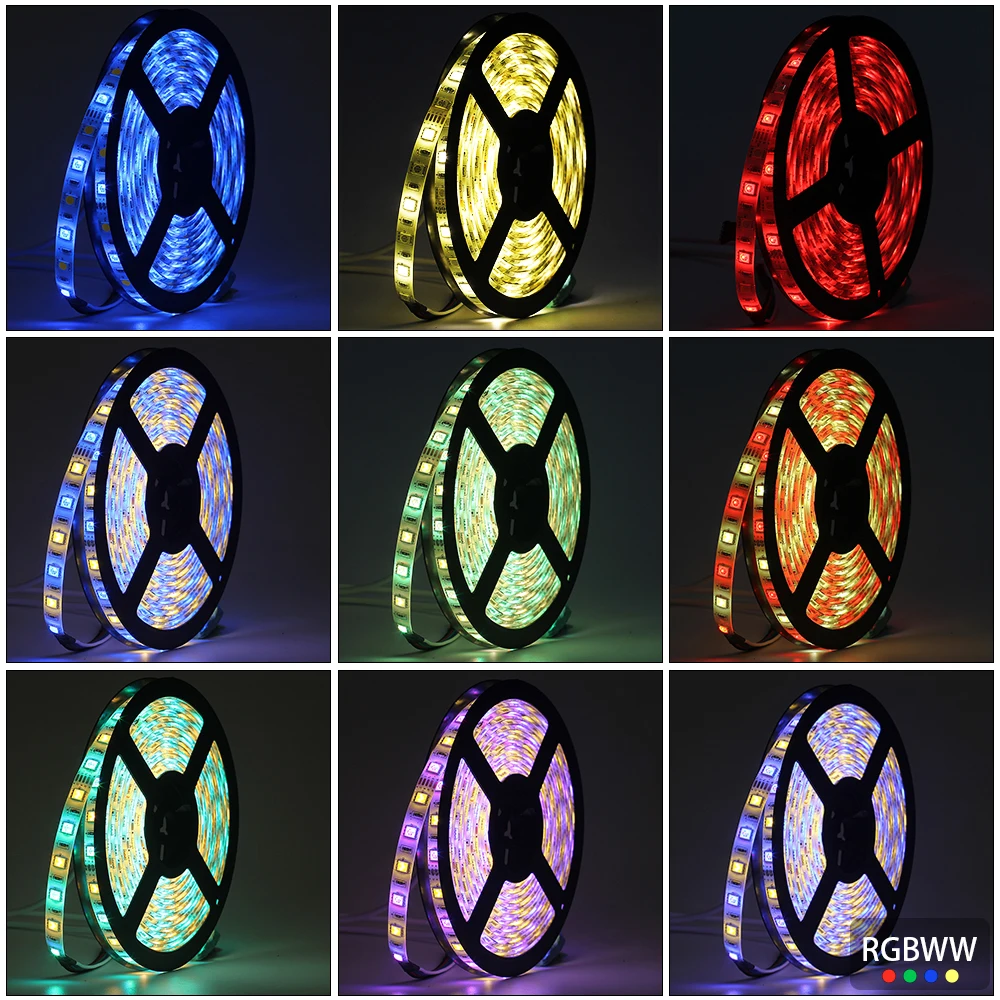 DC12V 5 м Светодиодные ленты 5050 RGB, RGBW, RGBWW 60 Светодиодный s/М гибкий свет 5050 Светодиодные ленты RGB белый, теплый белый, красный, синий, зеленый