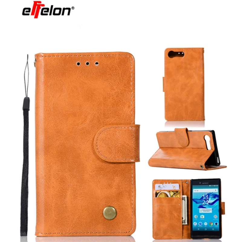 

New Case For Sony Xperia X Compact 4.6inch Vintage Retro Plain PU Leather Wallet Case Cover Stand Function Card Holder Flip