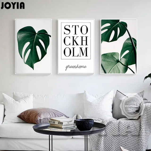 Minimalism life art canvas picture green home leaf posters prints 3 piece set living room Minimalism life art canvas picture green home leaf posters prints 3 piece set living room