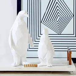 Имитация геометрии оригами Пингвин статуя животных Смола ремесленник гостиная личность предметы интерьера украшения для крыльца L2814
