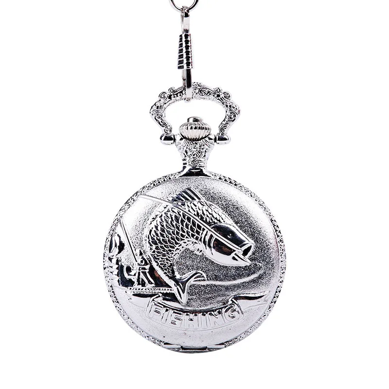 

Lucky fish pocket watch silver carp trend hung ornaments rich mark retro quartz pocket watch with necklace