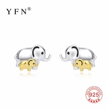 YFN 925 пробы серебряные серьги Счастливый Слон мама и ребенок серьги-гвоздики Модные женские ювелирные изделия подарок на год для женщин ювелирные изделия