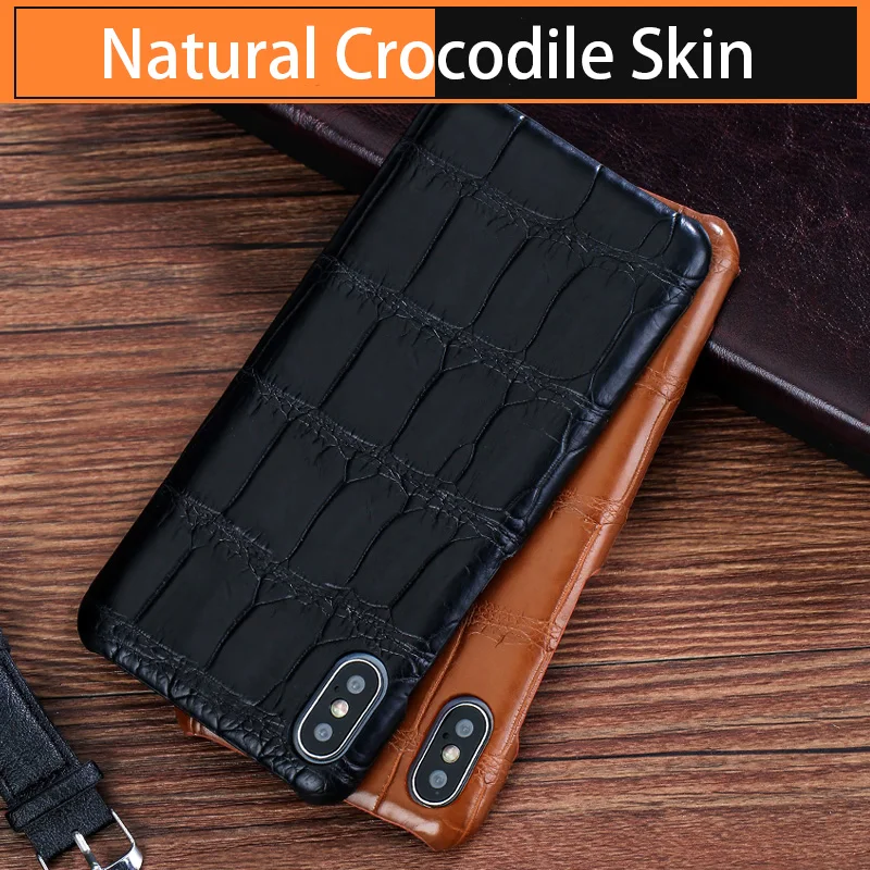 

Luxury Phone Case For Apple For iPhone X XS Max XR 6 6S 7 8 Plus 100% Original Natural Crocodile Belly Back Cover Capa