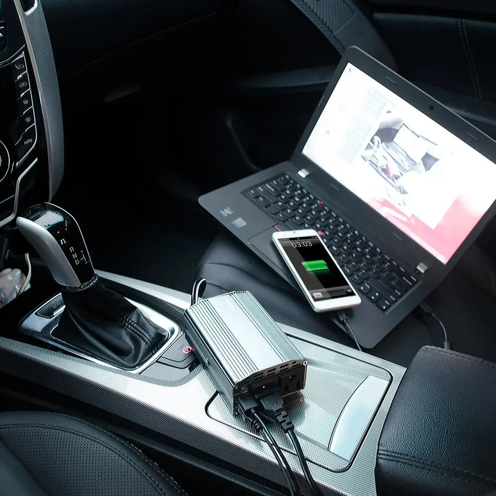 

400W Car Power Inverter with 2 Outlets & 2 USB Charging Ports Auto Inverter Ultra Compact for smartphones