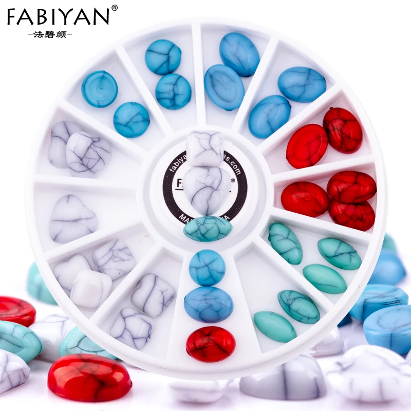 

Nail Art Wheel Acrylic Multicolor Crack Stone 3D Tips Flat Back Manicure Tools Heart Round UV Gel Polish Mixed Shape