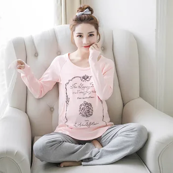 

Dollplus 2019 Autumn Pajamas for Pregnant Women Maternity Pajamas Sleepwear Set for Pregnant Women Nursing Nightgown