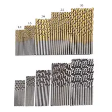 100 шт. 1/1. 5/2. 0/2. 5/3 мм Титан покрытый алмазами спиральные бурильные сверла высокого Скорость Сталь HSS набор для деревообработки Пластик и Алюминий