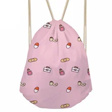 Женская сумка на шнурке с рисунком из мультфильма для девочек, маленькая сумка для покупок, детская Милая школьная сумка, дорожная сумка