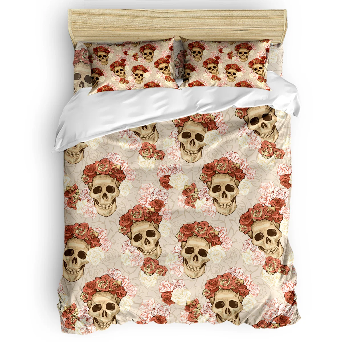 

Sugar Skull Floral Retro 3D Bedding Sets 4pcs Bedclothes Queen/Twin/King Size Bedding Sets Duvet Cover Housse De Couette Kids