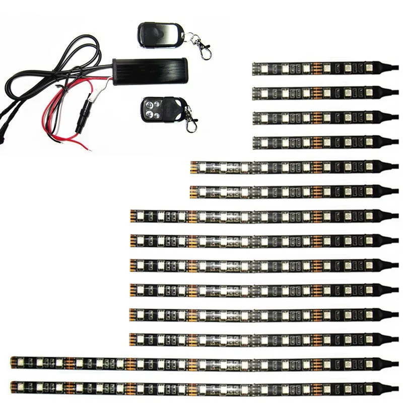 

LDDCZENGHUITEC 5050SMD LED Car Motorcycle Glow Lights Flexible Neon Strips Kit Chopper Frame With Remote Controller Multi Color