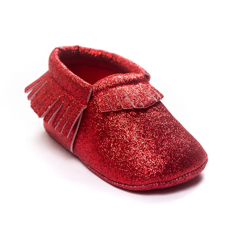 red glitter infant shoes