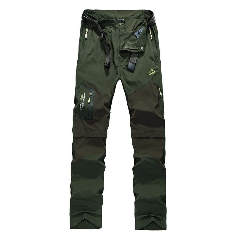 5XL мужские летние быстросохнущие съемные штаны для улицы, брендовая одежда, мужские дышащие шорты, мужские походные брюки A009 - Цвет: Green