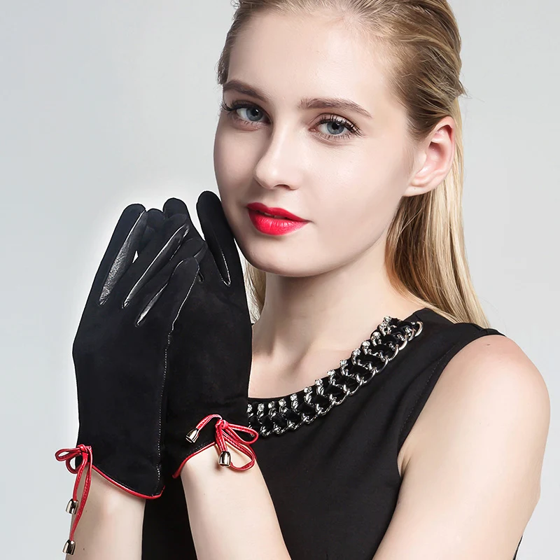 2019 New Genuine Leather Women's Gloves Autumn Winter Warm Plush Lined Fashion Bowknot Suede Sheepskin Gloves Female 3321 2019 New Genuine Leather Women's Gloves Autumn Winter Warm Plush Lined Fashion Bowknot Suede Sheepskin Gloves Female 3321