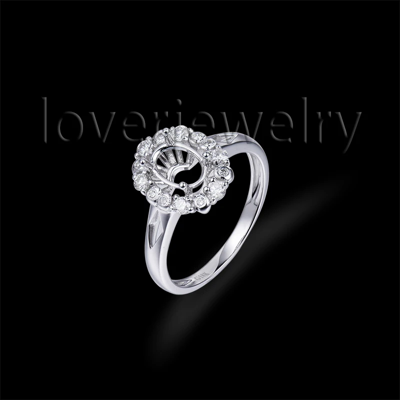 

Hot!Solid 18Kt White Gold Natural Diamond Setting Ring,Oval 5x7mm Engaging Ring Mounting For Sale WU232