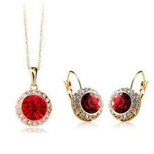 США Луна Красная Луна речной Кристалл Ювелирные наборы ожерелье серьги набор США стиль