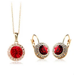 

United States Moon red Moon River Crystal Jewelry Sets NECKLACE EARRINGS SET USA Style natural Luxury Ms. girl Wedding Jewelry