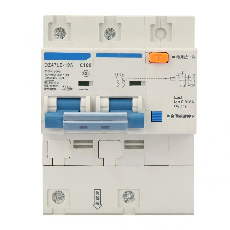 DZ47LE-125 AC 230 V 80/100/125A переключатель для защиты от утечки 2 P ток Автоматический выключатель коробка выключателя