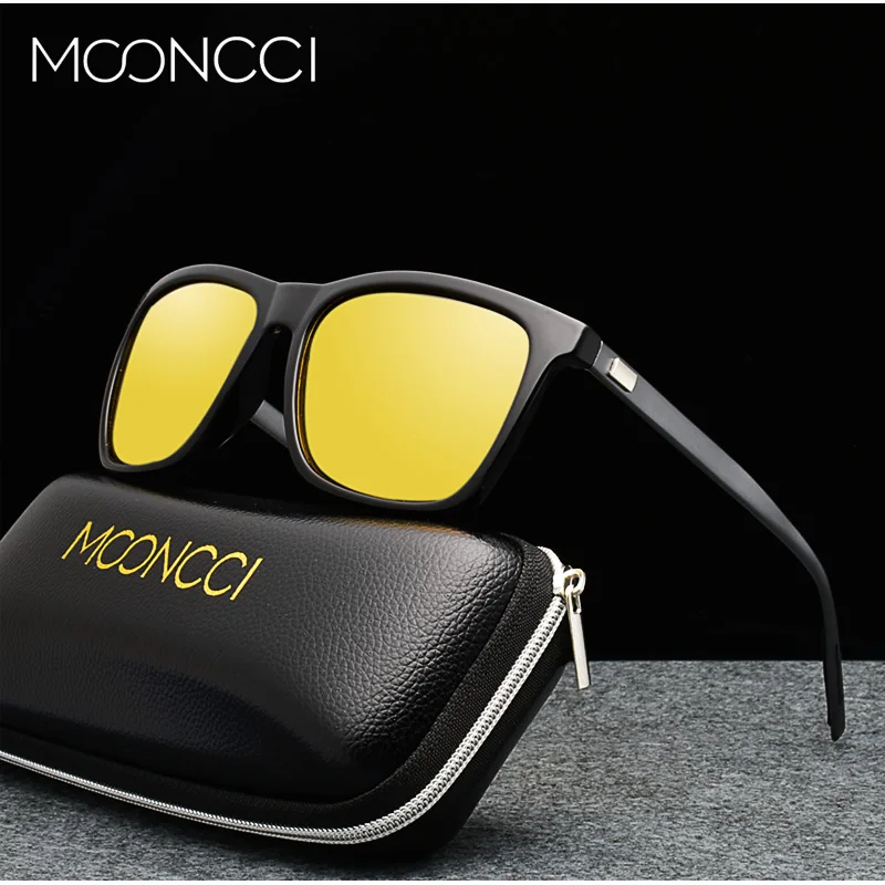 Comprar MOONCCI HD gafas de conducción nocturna gafas de visión nocturna cuadradas polarizadas para mujer gafas de sol amarillas Vintage para hombres y mujeres