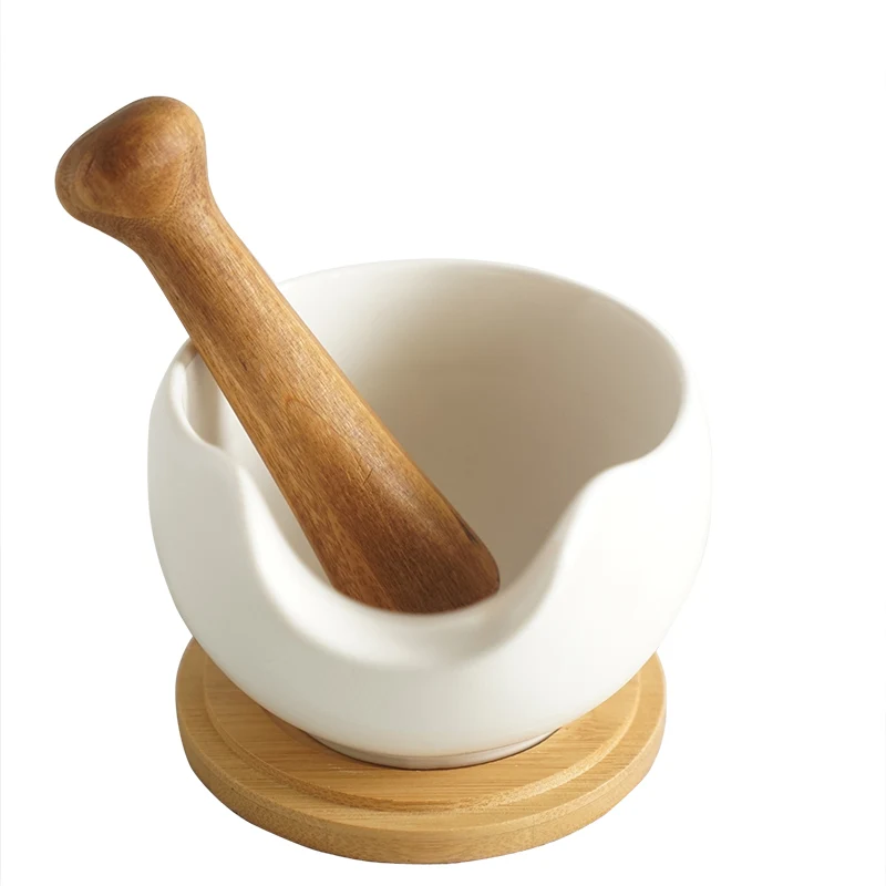 

Wooden Mortar Pestle Pedestal Bowl gifts Kitchen Garlic Pugging Pot Herb Mills Mincers Home gallipot Mashed grinding Tools JJ413