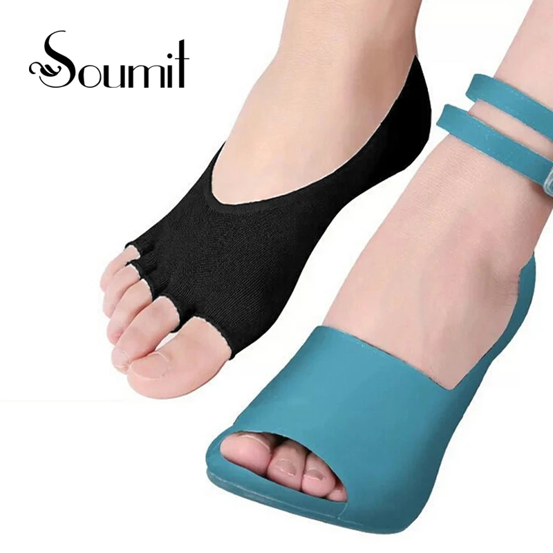 Soumit Invisible Five Toe Short Socks Insoles Shoe Pad for Women High