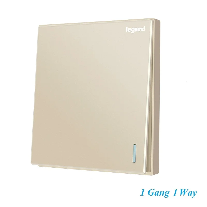 

High Quality Elegant Milan Gold Large Panel Wall Switch With Fluorescence 1 Gang 1 Way Single Control Lighting Switch 86-type