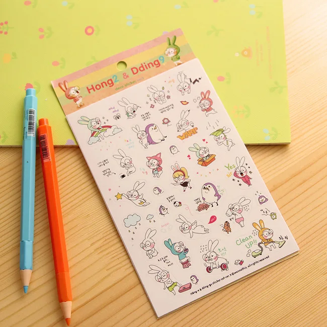 

6 Sheet Kawaii Cute Paper Stickers for Diary Scrapbook Notebook Wall Decor Cartoon Stickers Decoration Toy Children Small Games